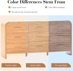 Curved 9-Drawer Dresser for Bedroom, 63" Wide Modern Chest of Drawers, Vanity Desk TV Stand for Living Room, Closet Storage Drawers Organizer Furniture, Nursery, Hallway, Oak