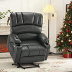 MCombo Oversized Power Lift Recliner Chair for Elderly, Lift Chair with Heat and Massage, Lift Recliner for Big and Tall, Cup Holders, USB &Type C Ports, Faux Leather R7092 (Grey, Oversize)