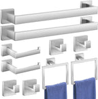 10-Pieces Bathroom Accessories, SUS304 Brushed Bathroom Accessory Set, Nickel Towel Racks for Bathrooml, Stainless Steel, Wall Mounted Towel Rack&Toilet Paper Holder&Towel Ring and Towel Hook