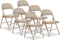 Oline Vinyl Folding Chairs, Padded Vinyl Cushion Chairs with Durable Metal Frame, Indoor Outdoor Stackable Foldable Guest Chairs for Office Wedding Kitchen Dining, 300lb Capacity (Khaki, 6 Pack)