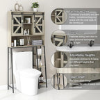Over The Toilet Storage Cabinet, Farmhouse Storage Cabinet Over Toilet with Sliding Barn Door，Home Space-Saving Toilet Rack, for Bathroom, Restroom, Laundry(Grey).