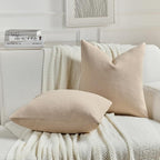 FUTEI Dusky Pink Chenille Decorative Throw Pillow Covers 18x18 Inch Set of 2,Soft Cozy Faux Linen Textured Cushion Case,Farmhouse Home Decor for Couch Living Room
