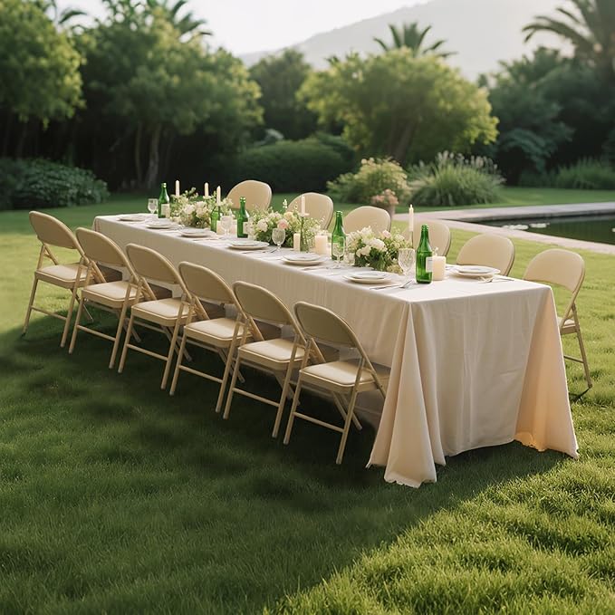 8 Pack Khaki Folding Chairs with Padded Cushion for Outside, Portable Stackable Commercial Metal Foldable Chairs with Steel Frame for Home Events Office Wedding Party, 350lbs Capacity