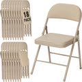 18 Pack Khaki Folding Chairs with Padded Cushion for Outside, Portable Stackable Commercial Metal Foldable Chairs with Steel Frame for Home Events Office Wedding Party, 350lbs Capacity