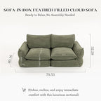 81'' Down Blend Loveseat, Deep Seat Cloud Sofa with Feather-Filled Cushions, Ultra Soft Sink-in Comfort Couch for Living Room, Modern Oversized Sofa – Sage Mist