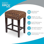 BIRDROCK HOME Seagrass Backless Counter Stools - Handwoven with Natural Fibers & Mahogany Wood Frame, Fully Assembled Seating for Indoor & Outdoor Use, for Kitchen or Dining Area - Espresso (1)