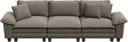 PHI VILLA Modern Modular Couches Sets, 123.6" Cloud Sectional Sofa with Upholstered Deep Seat, 3-Seater Couch for Living Room Small Spaces, Chenille Fabric, Smoky Grey