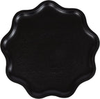 Kate and Laurel Alezar Modern Wooden Round Side Table, 15 x 15 x 22, Black, Solid Wood End Table with Wavy Edge for Bedroom Nightstand or Living Room Accent Table