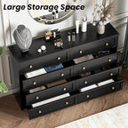 CHUWELL 8 Drawer Dresser for Bedroom, 55.1" Wide Black Dressers & Large Chests of Drawers with Large Capacity Storage,Dresser for Bedroom