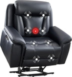 CANMOV 50" Wide Oversized Recliner, Faux Leather Power Lift Recliner Chair, Extra Large Lift Chair with Massage and Heat, Stand Up Recliner for Elderly Big and Tall,Black