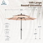 MFSTUDIO 8 Pieces Patio Furniture Set with 10ft 3 Tier Auto-tilt Umbrella,Outdoor Metal Frame Patio Sectional Sofa Conversation Set with 4 Coffee Tables&Removable Cushion for Backyard,Garden,Poolside