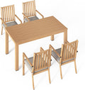 Wisteria Lane 5 Pieces Patio Table and Chairs Set, Aluminum Outdoor Dining Table with 4 Chairs, Outdoor Patio Dining Sets with Removable Cushion for Garden, Backyard, Lawn, Brown