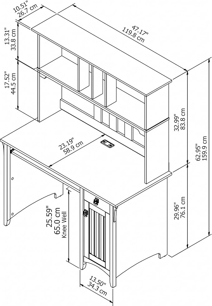 Bush Furniture Salinas Computer Desk with Hutch | Study Table with Drawers, Cabinets & Pullout Keyboard/Laptop Tray | Modern Home Office Desk in Cape Cod Gray | Work Desk with Storage