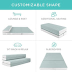 Best Choice Products 4in Portable Twin-Size Mattress, Tri-Fold Mattress for Camping, Guest, Toddler, Foam Plush w/Carry Case - Seafoam