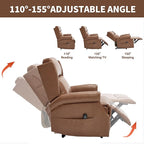 Manual Recliner Chair with Massage & Lumbar Heat, Breathable Leather Reclining Chair for Adults, Humanized Design Easy to Install Living Room Recliners Camel Brown