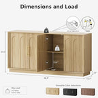 Sideboard Buffet Cabinet with Storage, Modern Accent Cabinet with Arched Doors, Boho Modular Media Console, 67" Large Minimalist Credenza for Living Room Kitchen Dining Room Entryway, Oak
