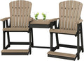 DutchCrafters Plastic Poly Outdoor Bistro Set with 2 Chairs and Attached Center Table, 3 Piece Patio Furniture Set - Amish Made in USA (Black & Weatherwood)