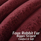 FUTEI Christmas Burgundy Decorative Throw Pillow Covers 12x20 Inch Set of 2, Square Soft Faux Rabbit Fur Thick Striped Lumbar Pillow Case,Winter Home Decor for Couch Bed Living Room