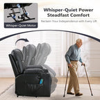 ANJ Black Power Lift Recliner Chair for Elderly with Heat & Massage, Faux Leather Electric Recliner Sofa with USB Port, Cup Holders & Side Pockets, Heavy Duty Reclining Chair for Seniors