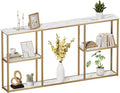WOHOMO Gold Console Table,3-Tier Small Entryway Table for Hallway, Narrow Sofa Table Behind Couch for Living Room,Entrance(63 inch)
