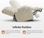 MCombo Dual Motor Power Lift Recliner Chair for Elderly, Lay Flat Lift Chair with Heat and Massage, Extra Wide Lift Recliner for Big People, Cup Holders, Faux Leather R7897 (Cream White, Medium-Wide)