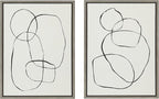 Kate and Laurel Sylvie Sylvie Modern Circles and Going in Circles Framed Linen Textured Canvas Wall Art Set by Teju Reval of SnazzyHues, 2 Piece 18x24 Gray, Decorative Abstract Art Print for Wall