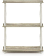 Furinno Turn-N-Tube 3-Tier Compact Multipurpose Shelf Display Rack with Classic Tube, Sonoma Oak/White