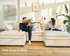 Belffin Large Modular Sectional Sofa with Deep Chaise, Corduroy U Shaped Couch with 9" Soft Dual-Layer 7 Seats Cushion for Living Room, Apartment, Beige