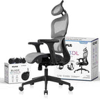 Nouhaus Ergo3dL Home Office Desk Computer Chairs Ergonomic Office Chair High-Back Mesh Rolling Work Chairs with Wheels and Adjustable Headrests Comfortable Lumbar Support Adjustable Armrests,Gray