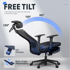 FLEXISPOT OC3 Cloud Ergonomic Office Chair with Footrest, Mesh Back Computer Chair, Home Office Desk Chairs, with Adjustable Lumbar Support/3D Headrest/Reliable Base, Elastic Foam Seat, Black, Cloud-F