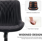 YOUNIKE Black Home Office Desk Chair Armless Comfy Small Ergonomic Rolling Vanity Chair with Wheels Wide Swivel Adjustable Modern Task Chair Back Cute Leather Upholstered Sewing Drafting Chair No Arms