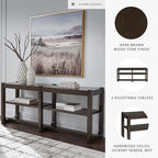 Signature Design by Ashley Breckington Modern Sofa Table with Adjustable Shelves, Dark Brown