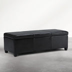SIMPLIHOME Avalon Storage Ottoman Bench - 48 inch Wide Upholstered Solid Wood Rectangular Ottoman in Carbon Black, Contemporary Storage Bench for Bedroom or Living Room with Lift-Top Lid