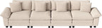 PHI VILLA Cloud Modular Couches Sets, 157.5" Sectional Sofa with Upholstered Deep Seat, 4-Seater Long Couches for Living Room Apartment, Corduroy Fabric, Beige