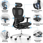 PatioMage Ergonomic Office Chair, Big and Tall Desk Chair with Adjustable Lumbar Support & Seat Depth, High Back Computer Chair, Swivel Mesh Chairs with Wheels for Home Office, Black