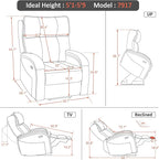 MCombo Power Lift Recliner Chair Sofa with Massage and Heat, Adjustable Headrest for Elderly People, Solid Wood Armrest, USB Ports, Side Pockets, Faux Leather 7917 (Tawny, Medium)