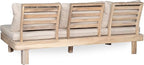 Christopher Knight Home Topia Acacia Wood Outdoor 3 Seater Sofa with Cushion, Wooden Patio Sofa Couch with Cushion, Comfy Armless Cloud Sofa Couch, Patio Furniture Sofa Set, Light Wash+Beige