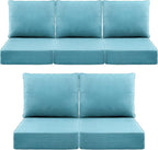 Luxury 6" Outdoor Cushions for Patio Furniture, 24x24x6" Thick Seat Cushion Set of 5, Fade Resistant Couch Chair Replacement Cushions High Density Deep Wicker Chair Cushion w/ Removable Cover, Teal