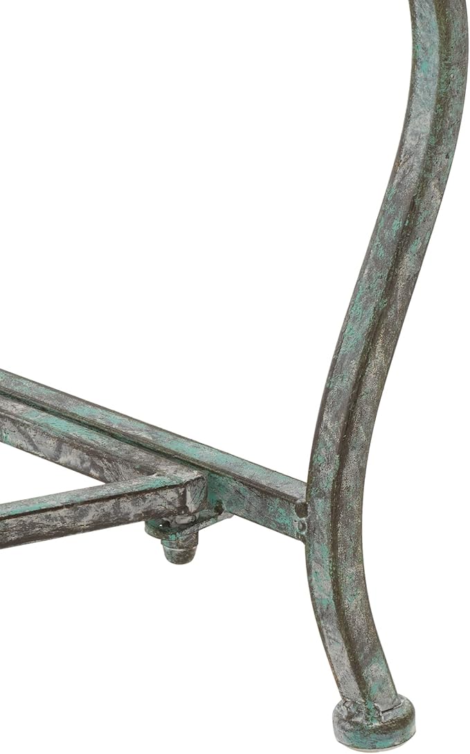 SAFAVIEH Outdoor Collection Brielle Victorian Scroll Antique Dark Green Wrought Iron Bench