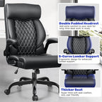 Office Chair, High Back Executive Office Chair Ergonomic Computer Desk Chair with Rocking Function, Leather Managerial with Adjustable Flip-Up Armrests and Lumbar Support