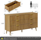 LYNSOM Fluted Dresser and Nightstand Sets 4 Piece, 2-Drawer Nightstands and 5/6 Drawers Dresser, Wood Bedroom Furniture Set for Home, Bedroom, Hallway, Natural Oak