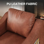 Mid Century Modern Accent Chair, 30 Inches PU Leather Armchairs, Barrel Chair Living Room Chairs Club Chair with Cushion Reading Chair for Bedroom, Apartment, Reading Room, Brown