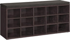 VASAGLE CUSTOS Collection - Shoe Bench, Storage Bench with Padded Seat, Entryway Bench with 15 Compartments, for Bedroom, 11.8 x 41.3 x 18.9 Inches, Espresso Brown and Chestnut Brown ULHS15BR