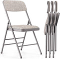 Commercial Grade Folding Chair with Padded Fabric Cushion（16"X16" |Double-hinged Legs Luxury Style|4.5kg Capacity Max Weight 150Kg for Home and Office,Indoor and Outdoor Events (4, Fabric-Beige)