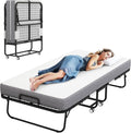 Folding Bed with Mattress, 75''x46'' upsize with Upgraded Sturdy Frame, Adult Portable, Space Saving