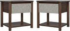 Christopher Knight Home Zeri Bedroom Nightstands Set of 2, Wood Nightstand with Drawers, Small Bedside Table Set of 2, End Table for Living Room, Multipurpose Storage Cabinet, Light Gray + Walnut