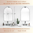 ANDY STAR Arched Mirror, Black Bathroom Mirror in Stainless Steel Metal Frame, Arch Top Rounded Corner 1 Inch Deep Set Design Wall Mount Hangs Vertical