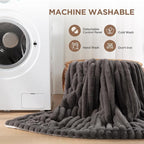Westinghouse Electric Blanket Heated Throw, Super Cozy Luxury Faux Fur & Sherpa with 6 Heating Levels & 2-10 Hours Auto Off, Fast Heating & Overheat Protection, 50x60 Inch, Charcoal