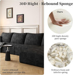 135.4" Large Cloud Modular Sectional Sofa with L-Shape Chaise, Deep Seat Upholstered Couches for Living Room，No Assembly Required, Corduroy Pet-Friendly Fabric (Black, Right Facing Chaise)