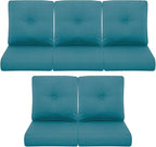 Patio Chair Cushions 5 Packs - Outside 22x24 High Back Water-Resistant Cushion with Zipper Cover for Outdoor Glider Rocking Chairs Loveseat 3-seat Couch Sofa – Peacock Green/Buckle
